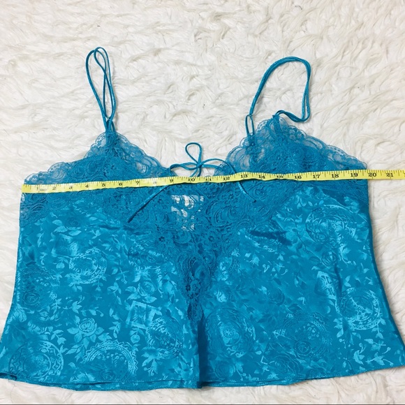 Victoria’s Secret Cami Tank Top Nightgown Lace turquoiseFloral Size Large - Picture 11 of 13